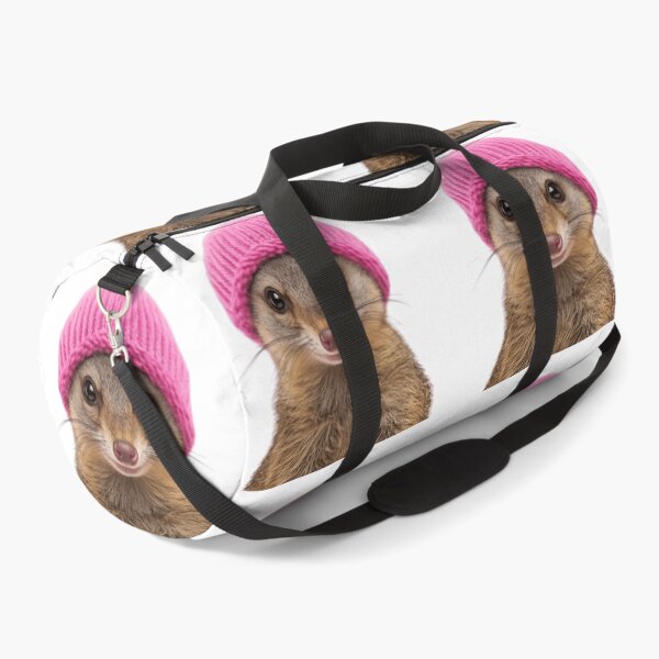 Item preview, Cozy Mongoose Wearing Pink Winter Hat Trendy Animal Fashion Artwork designed and sold by LazyOwlStore.
