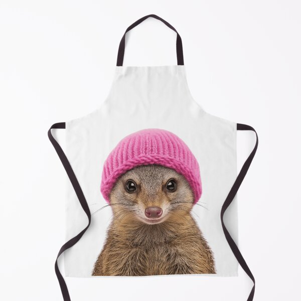 Item preview, Cozy Mongoose Wearing Pink Winter Hat Trendy Animal Fashion Artwork designed and sold by LazyOwlStore.