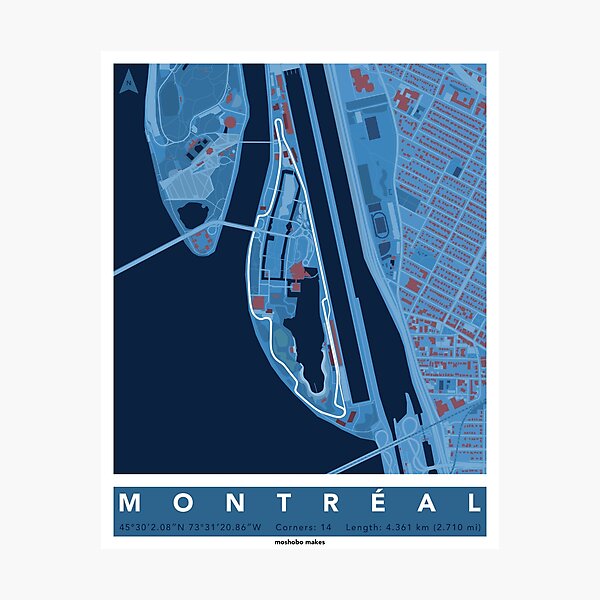 Item preview, Circuit Gilles Villeneuve, Montreal | Formula 1 Poster | Track Map designed and sold by MoshoboMakes.