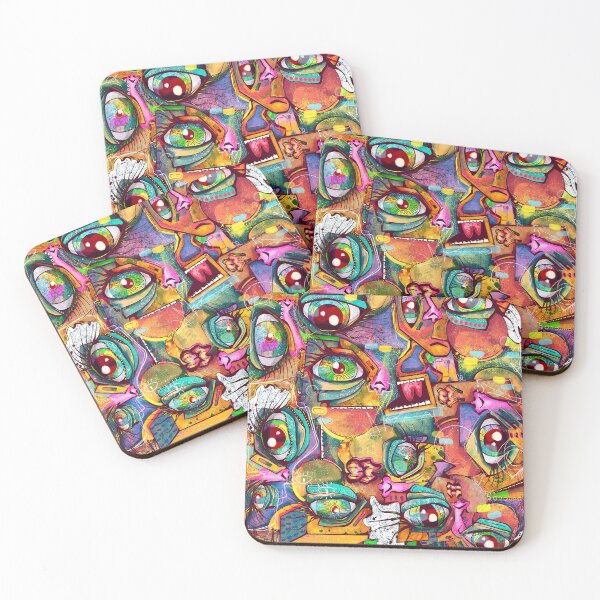 Item preview, vibrant Cubism faces designed and sold by crestfallenmermaid.