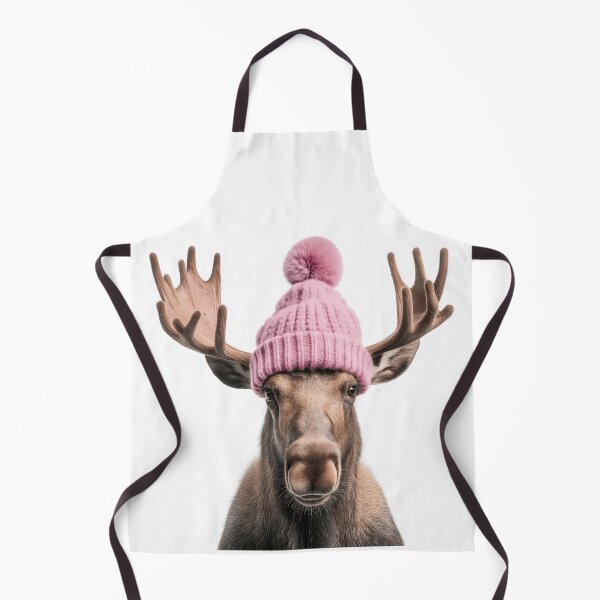 Item preview, Cozy Moose Wearing Pink Winter Hat Trendy Animal Fashion Artwork designed and sold by LazyOwlStore.