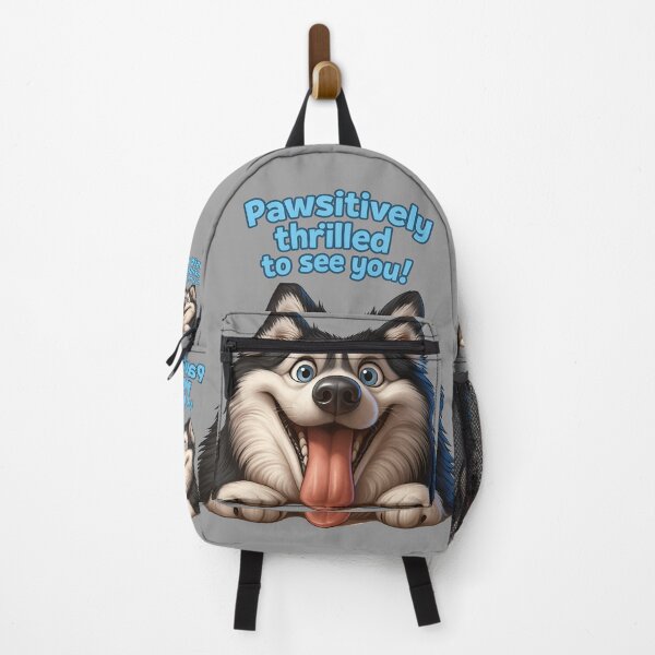 Item preview, Pawsitively Thrilled to See You – Cute Husky Dog Cartoon Design for Pet Lovers designed and sold by VinBasis.
