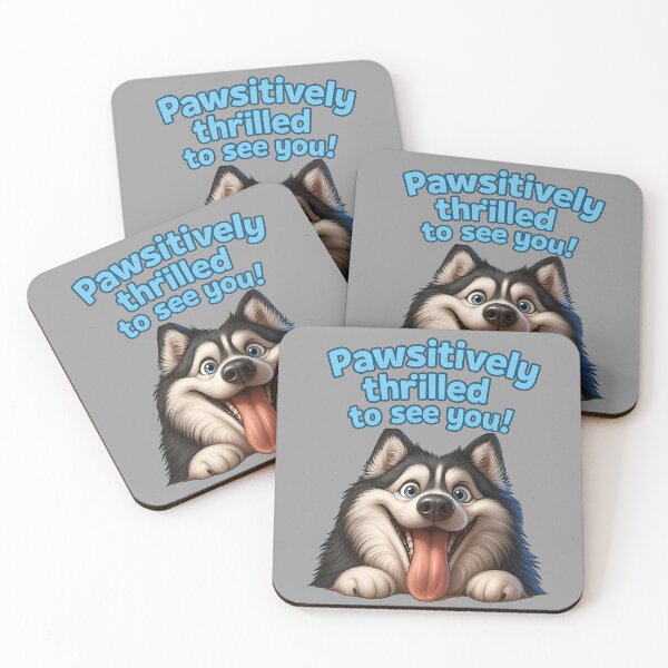 Item preview, Pawsitively Thrilled to See You – Cute Husky Dog Cartoon Design for Pet Lovers designed and sold by VinBasis.