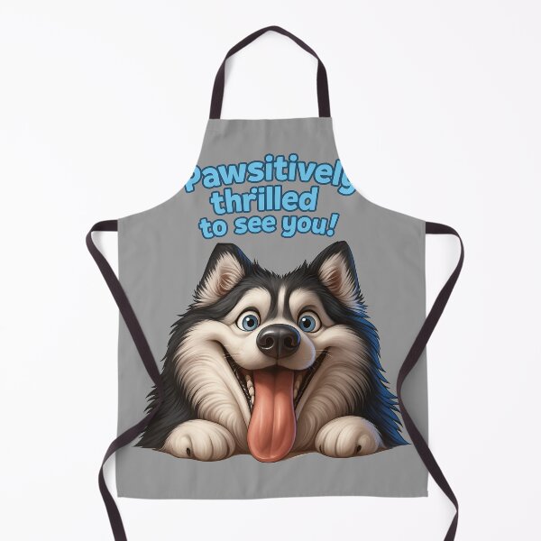 Item preview, Pawsitively Thrilled to See You – Cute Husky Dog Cartoon Design for Pet Lovers designed and sold by VinBasis.
