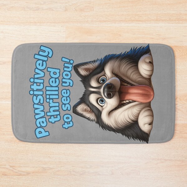 Item preview, Pawsitively Thrilled to See You – Cute Husky Dog Cartoon Design for Pet Lovers designed and sold by VinBasis.
