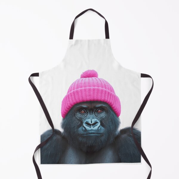 Item preview, Cozy Mountain Gorilla Wearing Pink Winter Hat Trendy Animal Fashion Artwork designed and sold by LazyOwlStore.