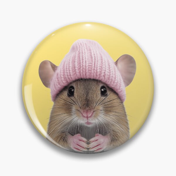 Item preview, Cozy Mouse Wearing Pink Winter Hat Trendy Animal Fashion Artwork designed and sold by LazyOwlStore.