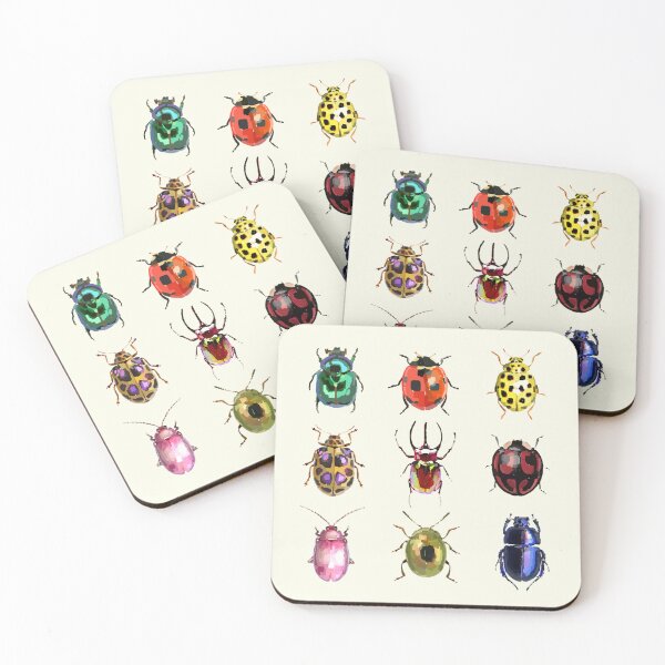 Item preview, colorful bugs ladybug beetles insects whimsical twee funky weirdcore designed and sold by Kyna Arts.