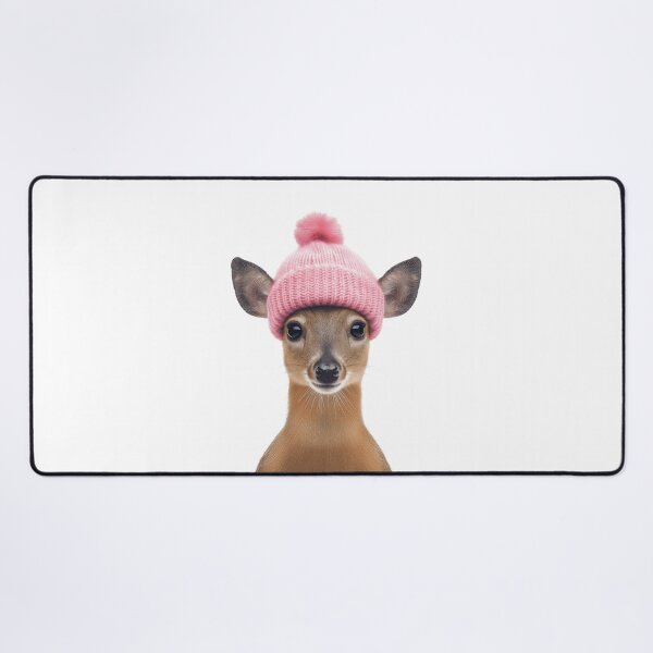 Item preview, Cozy Muntjac Wearing Pink Winter Hat Trendy Animal Fashion Artwork designed and sold by LazyOwlStore.