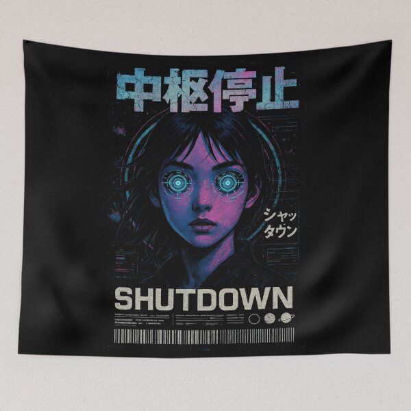Item preview, Shutdown Girl – Glitched Cyberpunk Android Portrait designed and sold by Hirvipelto.