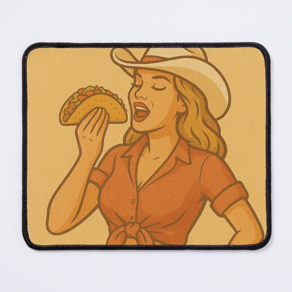 Item preview, sexy cowgirl posing with taco designed and sold by Mauswohn.