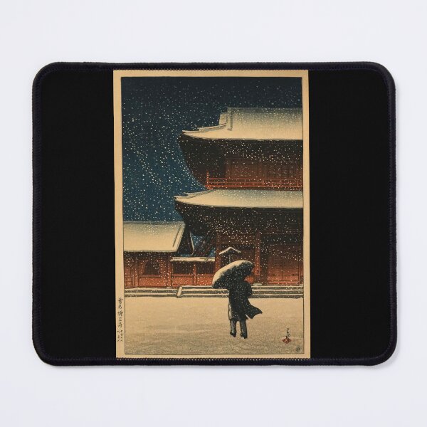 Item preview, Snow at Zojo-ji Temple by Hasui Kawase | Japanese Temple Poster | Japandi Peaceful Winter Wall Art designed and sold by artofuniverse.