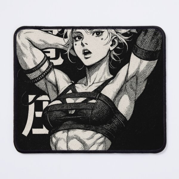 Item preview, Ripped Anime Fighter – Cross-Hatch Muscular Girl Art designed and sold by Hirvipelto.
