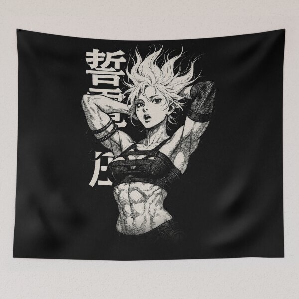 Item preview, Ripped Anime Fighter – Cross-Hatch Muscular Girl Art designed and sold by Hirvipelto.