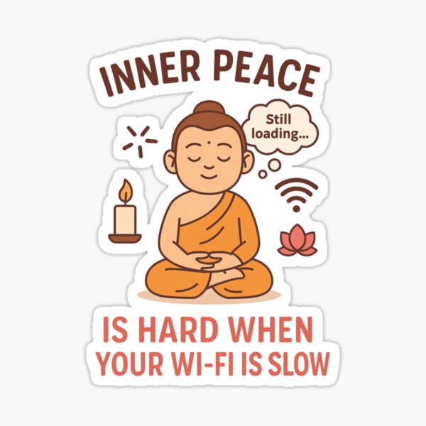 Item preview, Inner Peace vs. Wi-Fi – Funny Self-Care Quote designed and sold by ShivThulirVerse.