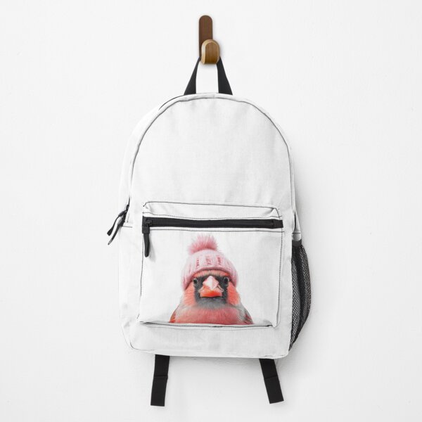 Item preview, Cozy Northern Cardinal Wearing Pink Winter Hat Trendy Animal Fashion Artwork designed and sold by LazyOwlStore.