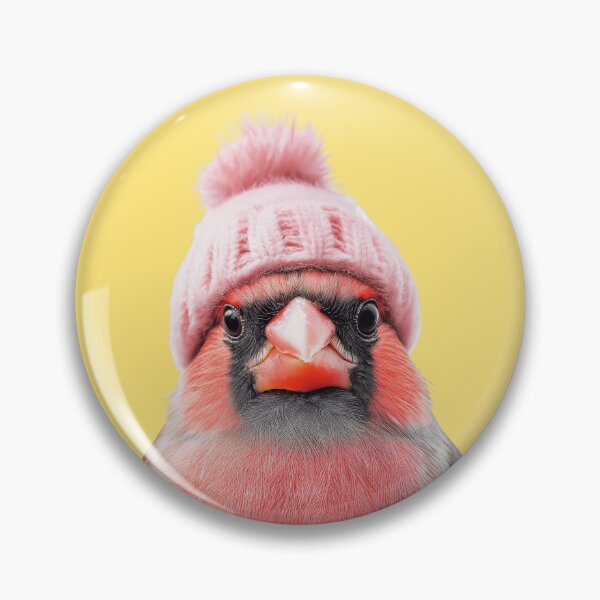 Item preview, Cozy Northern Cardinal Wearing Pink Winter Hat Trendy Animal Fashion Artwork designed and sold by LazyOwlStore.