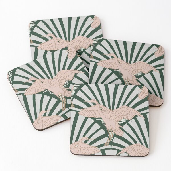 Item preview, Art Deco Crane Elegance - Textured Vintage Bird Pattern Phthalo Green L designed and sold by tanyadistudio.