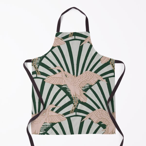 Item preview, Art Deco Crane Elegance - Textured Vintage Bird Pattern Phthalo Green L designed and sold by tanyadistudio.
