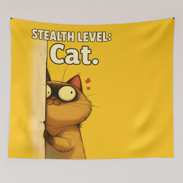 Item preview, Stealth Level: Cat – Funny Cartoon Cat Meme Design for Pet Lovers designed and sold by VinBasis.