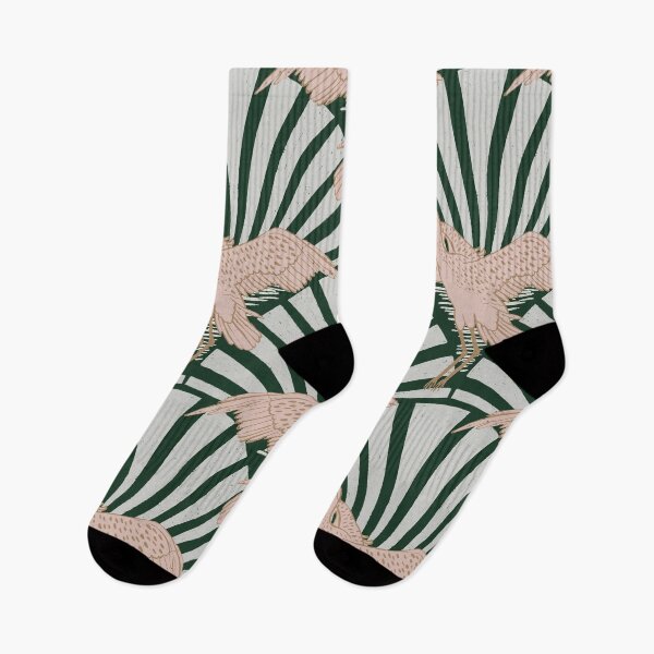 Item preview, Art Deco Crane Elegance - Textured Vintage Bird Pattern Phthalo Green L designed and sold by tanyadistudio.