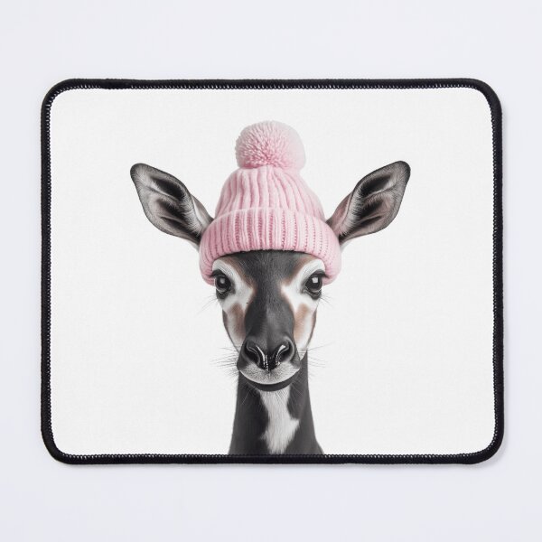 Item preview, Cozy Okapi Wearing Pink Winter Hat Trendy Animal Fashion Artwork designed and sold by LazyOwlStore.