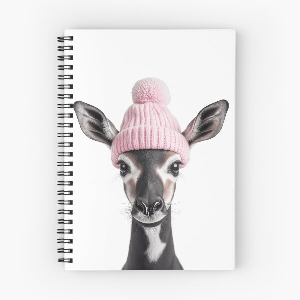 Item preview, Cozy Okapi Wearing Pink Winter Hat Trendy Animal Fashion Artwork designed and sold by LazyOwlStore.