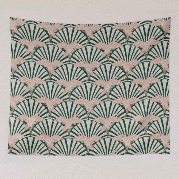 Item preview, Art Deco Crane Elegance - Textured Vintage Bird Pattern Phthalo Green M designed and sold by tanyadistudio.