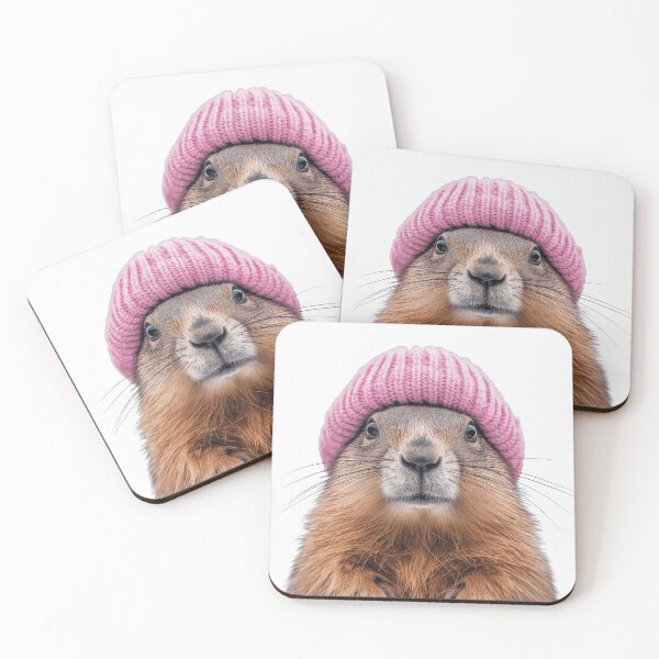 Item preview, Cozy Olympic Marmot Wearing Pink Winter Hat Trendy Animal Fashion Artwork designed and sold by LazyOwlStore.