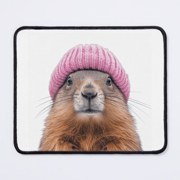 Item preview, Cozy Olympic Marmot Wearing Pink Winter Hat Trendy Animal Fashion Artwork designed and sold by LazyOwlStore.