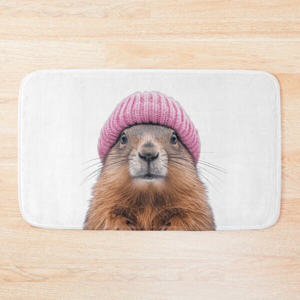 Item preview, Cozy Olympic Marmot Wearing Pink Winter Hat Trendy Animal Fashion Artwork designed and sold by LazyOwlStore.