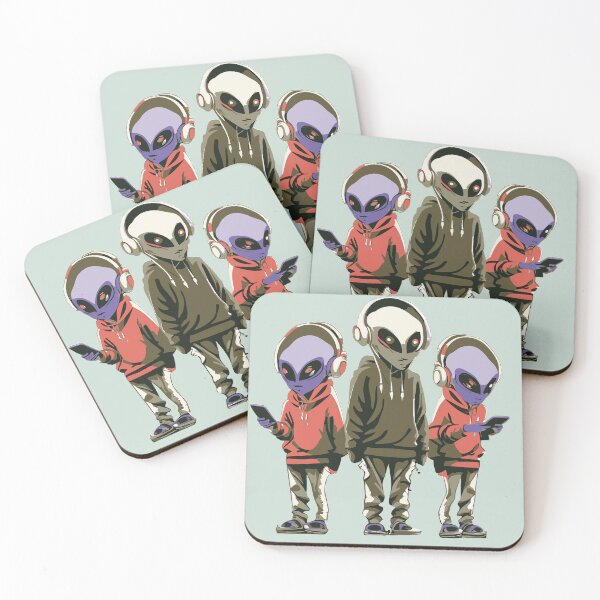 Item preview, Cool Kids Aliens in Streetwear with IPhones designed and sold by Benszi.