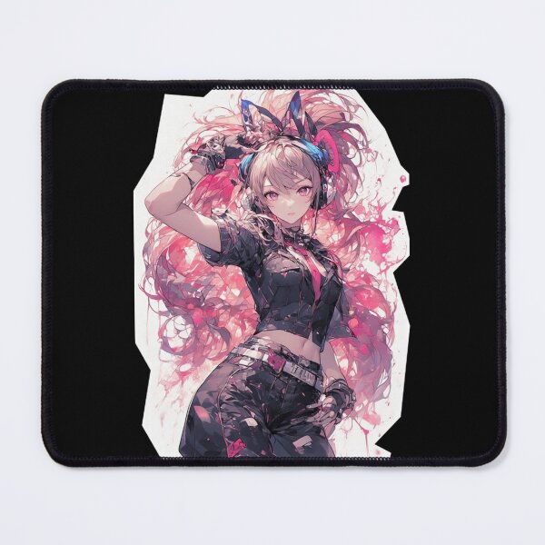 Item preview, Anime Girl with Headphones and Fuchsia background designed and sold by ArtsJulian.
