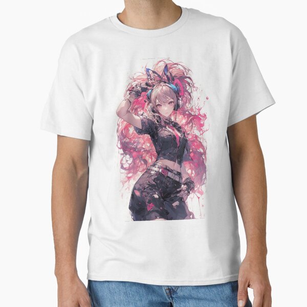 Item preview, Anime Girl with Headphones and Fuchsia background designed and sold by ArtsJulian.