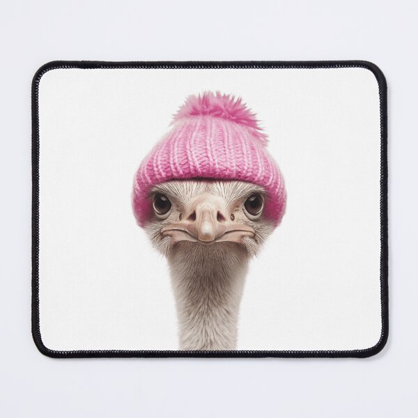 Item preview, Cozy Ostrich Wearing Pink Winter Hat Trendy Animal Fashion Artwork designed and sold by LazyOwlStore.