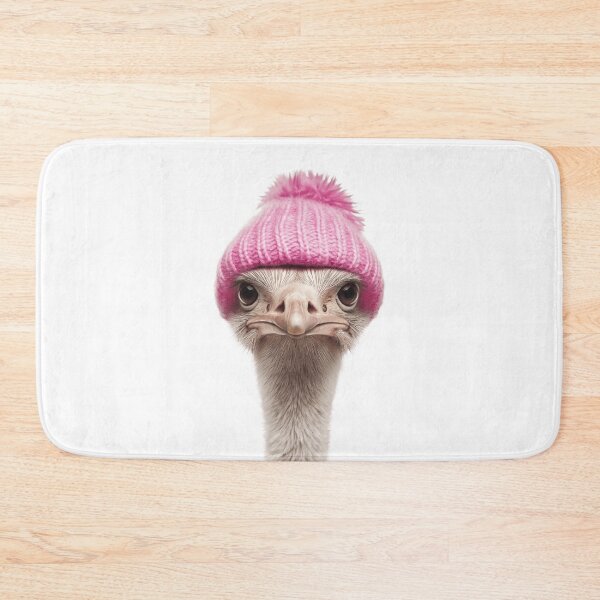 Item preview, Cozy Ostrich Wearing Pink Winter Hat Trendy Animal Fashion Artwork designed and sold by LazyOwlStore.