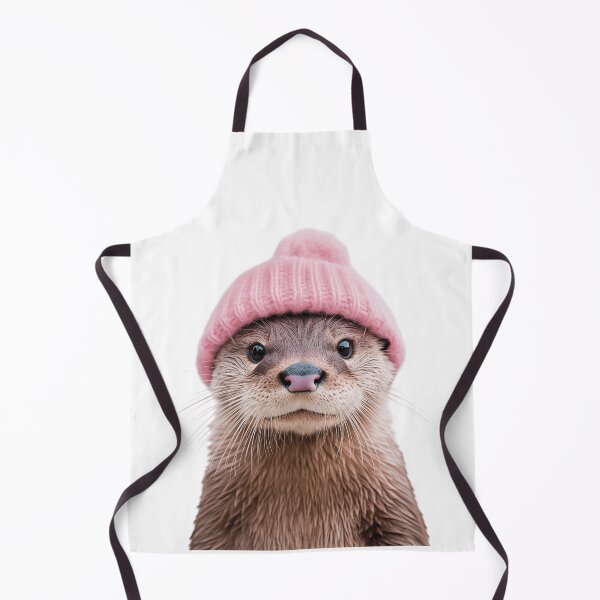 Item preview, Cozy Otter Wearing Pink Winter Hat Trendy Animal Fashion Artwork designed and sold by LazyOwlStore.
