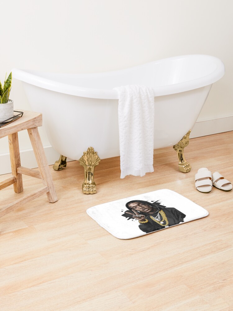 Thumbnail 2 of 6, Bath Mat, Gold Chains & Peace - Street Rapper designed and sold by Ragil-Studio.