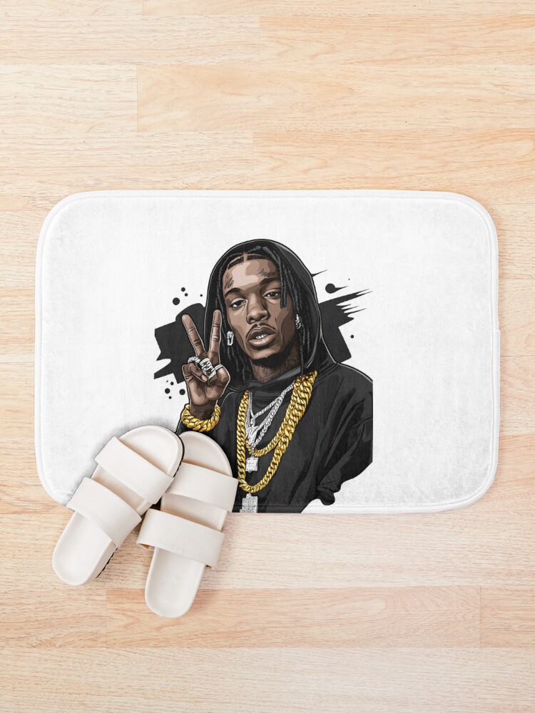 Thumbnail 1 of 6, Bath Mat, Gold Chains & Peace - Street Rapper designed and sold by Ragil-Studio.