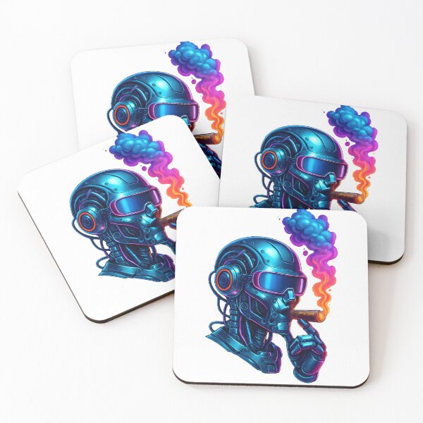 Item preview, Cyberpunk Robot Smoking Cigar – Futuristic Neon Skull Design designed and sold by WolfPixelRo.