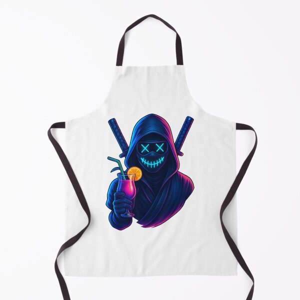 Item preview, Neon Ninja with Katana and Cocktail – Cyberpunk Samurai Vibes designed and sold by WolfPixelRo.