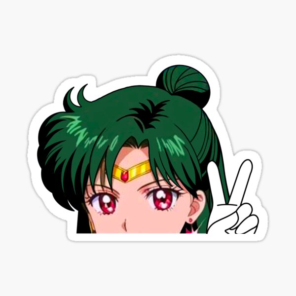 Aperçu de l'œuvre Signe de paix Vert Sailor Scout Sailor Pluto Peeker créée et vendue par Shay Z.