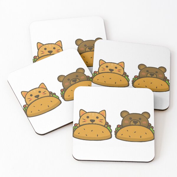 Aperçu de l'œuvre Chat et ours tacos kawaii – Art animalier mignon créée et vendue par Tattyarts.