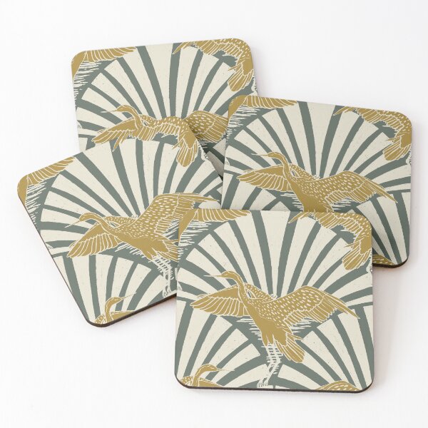 Item preview, Art Deco Crane Elegance - Textured Vintage Bird Pattern Storm Dust L designed and sold by tanyadistudio.