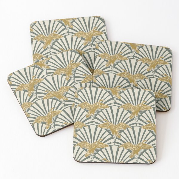 Item preview, Art Deco Crane Elegance - Textured Vintage Bird Pattern Storm Dust M designed and sold by tanyadistudio.