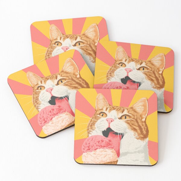 Item preview, Funny Cat Eating Ice Cream Pop Art Design designed and sold by Art of Ngu.