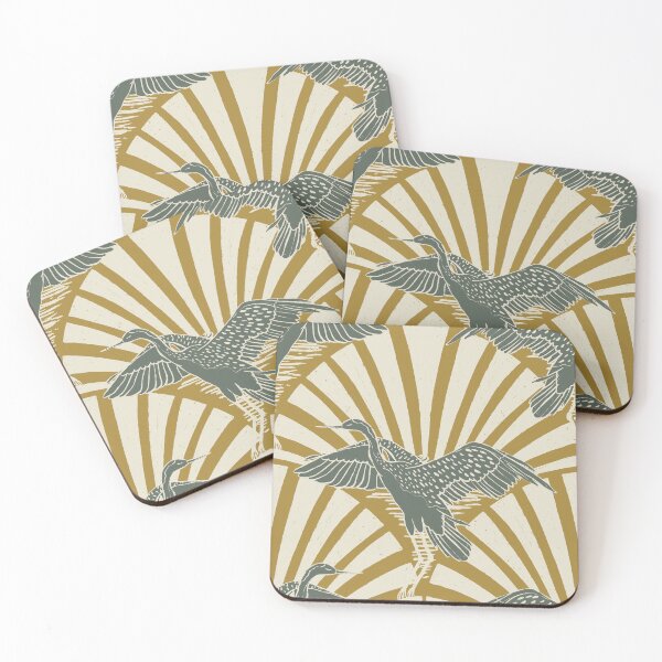 Item preview, Art Deco Crane Elegance - Textured Vintage Bird Pattern Luxor Gold L designed and sold by tanyadistudio.