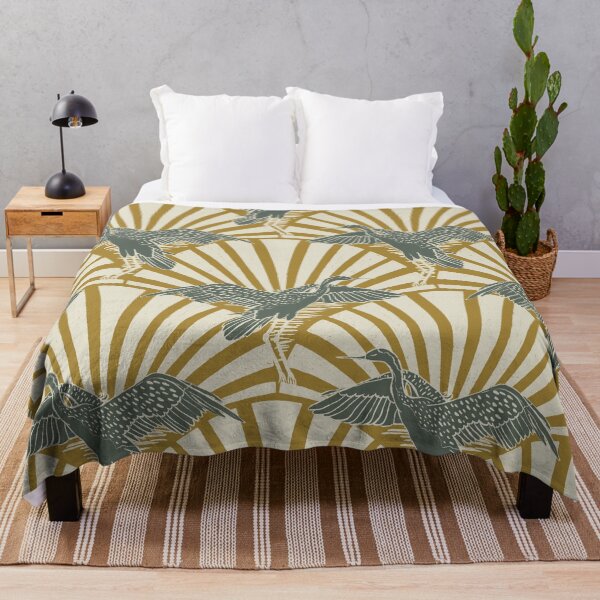 Item preview, Art Deco Crane Elegance - Textured Vintage Bird Pattern Luxor Gold L designed and sold by tanyadistudio.