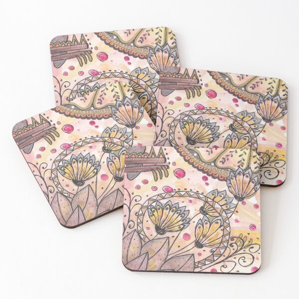 Item preview, Sunset Wind - Calming Watercolor & Fineliner Doodle designed and sold by ColorWander.