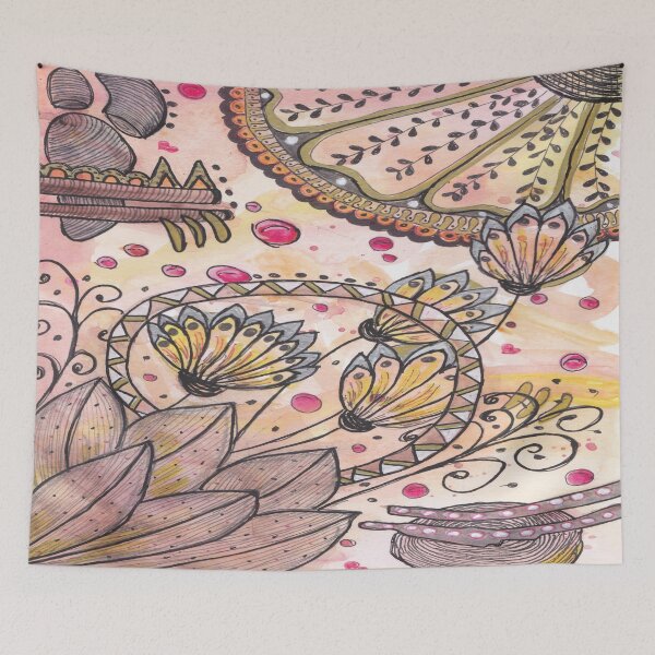 Item preview, Sunset Wind - Calming Watercolor & Fineliner Doodle designed and sold by ColorWander.